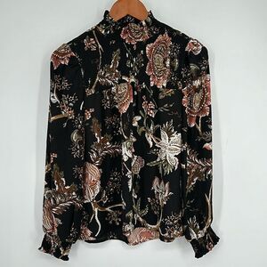 Anthropologie Maison d'Amelie Smocked Turtleneck Floral Women's Size Extra Small